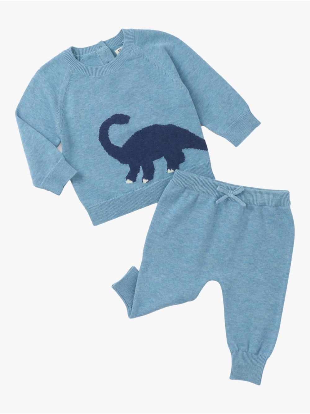Hatley Blue Knit Dinosaur Pajama Set